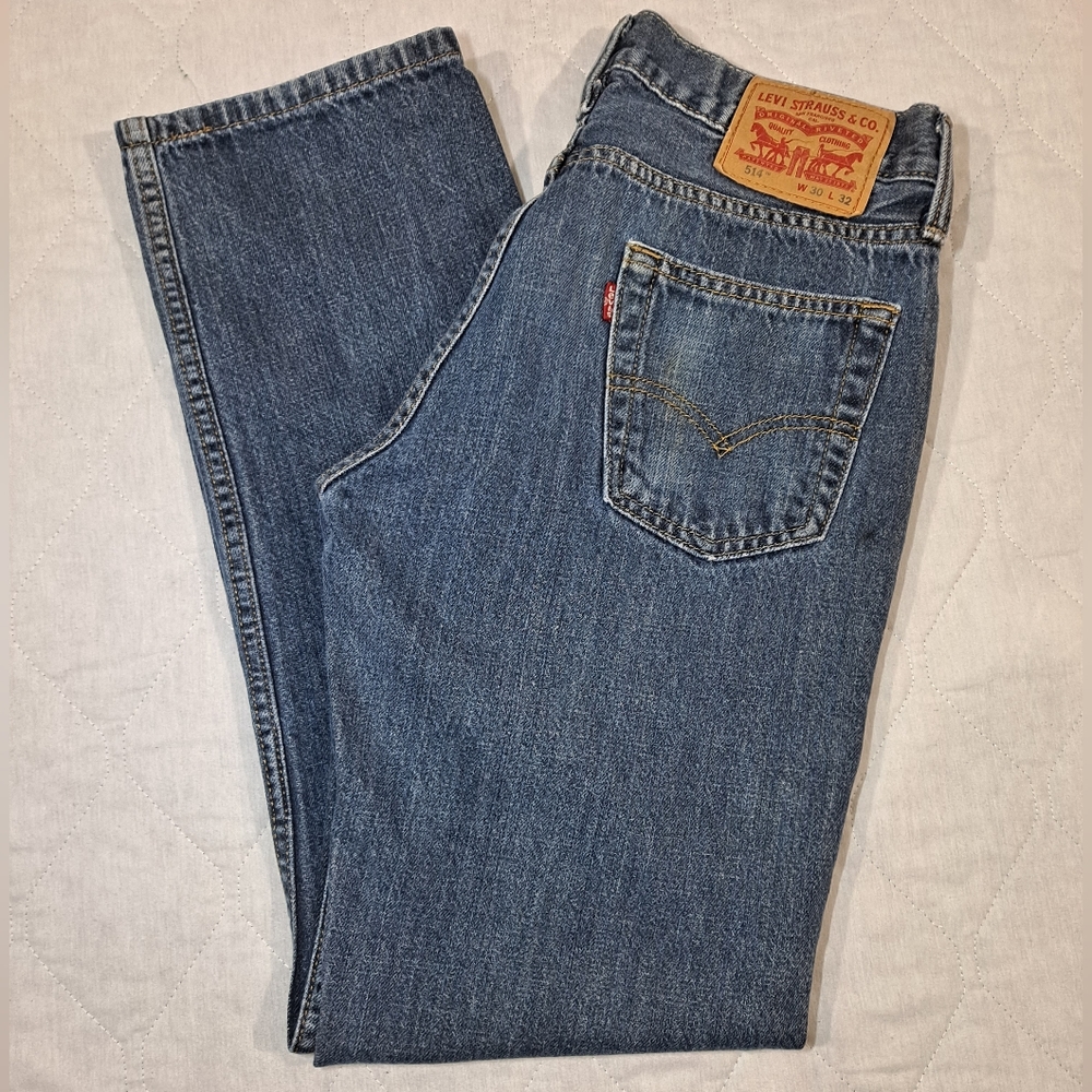 Levi's 514 Straight Leg Jeans Men's 30x32 actual size 30x30 Blue Denim 5-Pocket